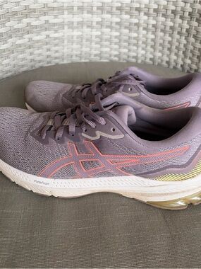 Asics Lavender Sneakers with Coral Logo Accents